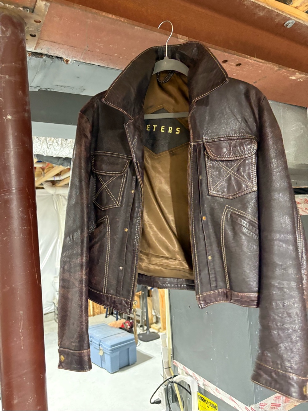 Men's Dark Brown Leather Bomber Jacket